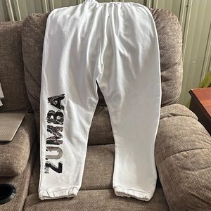 Zumba Fitness Kids White Joggers with Black Logo